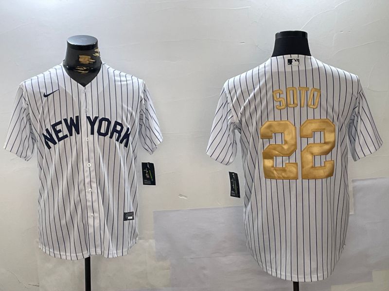 Men New York Yankees #22 Soto White Stripe Fashion Nike 2024 MLB Jersey style 1->new york yankees->MLB Jersey